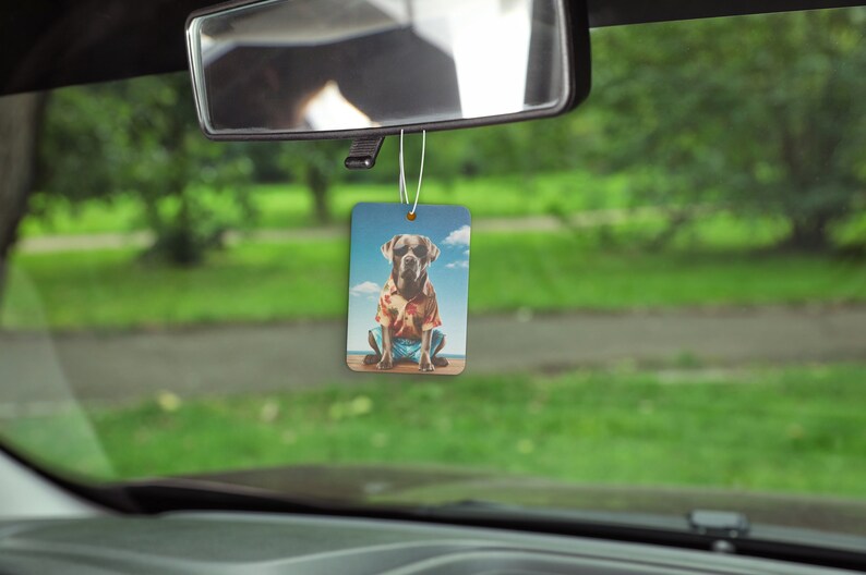 Silver Lab Hawaiian Beach Car Air Freshener Pine Scent New Car Scent Black Ice Scent Labrador Vehicle Air Freshener Dog Car Air Freshener