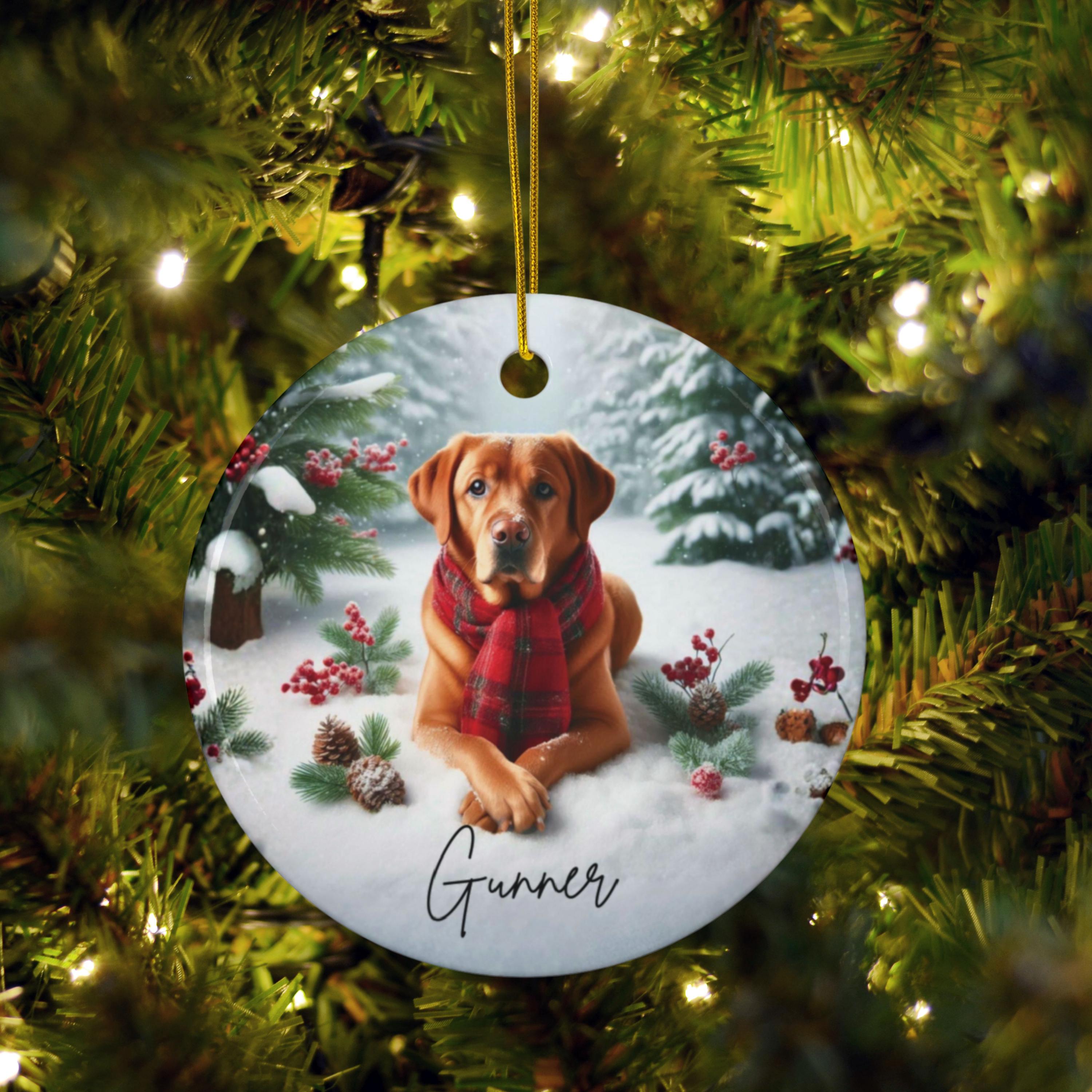 Personalized Fox Red Lab Christmas Ornament, Fox Red Labrador