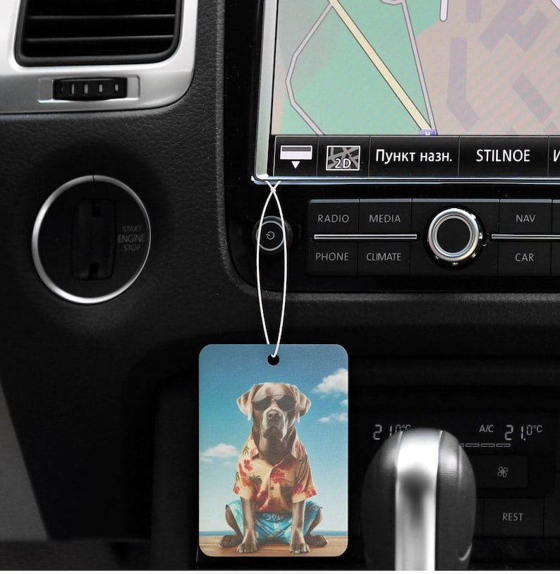 Silver Lab Hawaiian Beach Car Air Freshener Pine Scent New Car Scent Black Ice Scent Labrador Vehicle Air Freshener Dog Car Air Freshener
