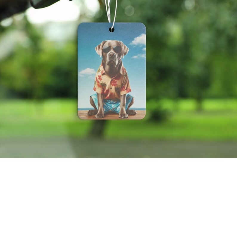 Silver Lab Hawaiian Beach Car Air Freshener Pine Scent New Car Scent Black Ice Scent Labrador Vehicle Air Freshener Dog Car Air Freshener