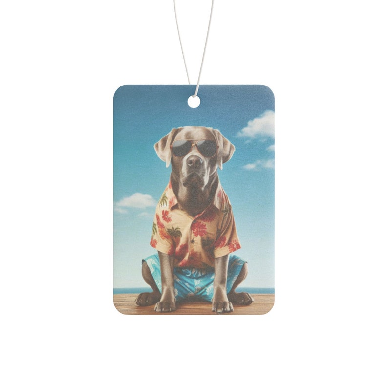 Silver Lab Hawaiian Beach Car Air Freshener Pine Scent New Car Scent Black Ice Scent Labrador Vehicle Air Freshener Dog Car Air Freshener