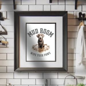 Silver Lab Mud Room Wall Art, Instant Download Muddy Dog Printable, Wipe Your Paws, Mudroom Decor for Laundry Room, Silver Labrador Wall Art