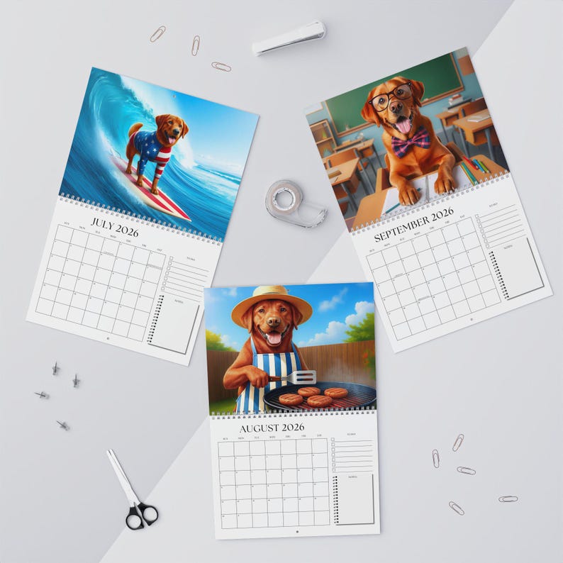 Lab Wall Calendars 2026 Fox Red Lab Calendar, Labrador Retriever Hanging Wall Calendar, US ...