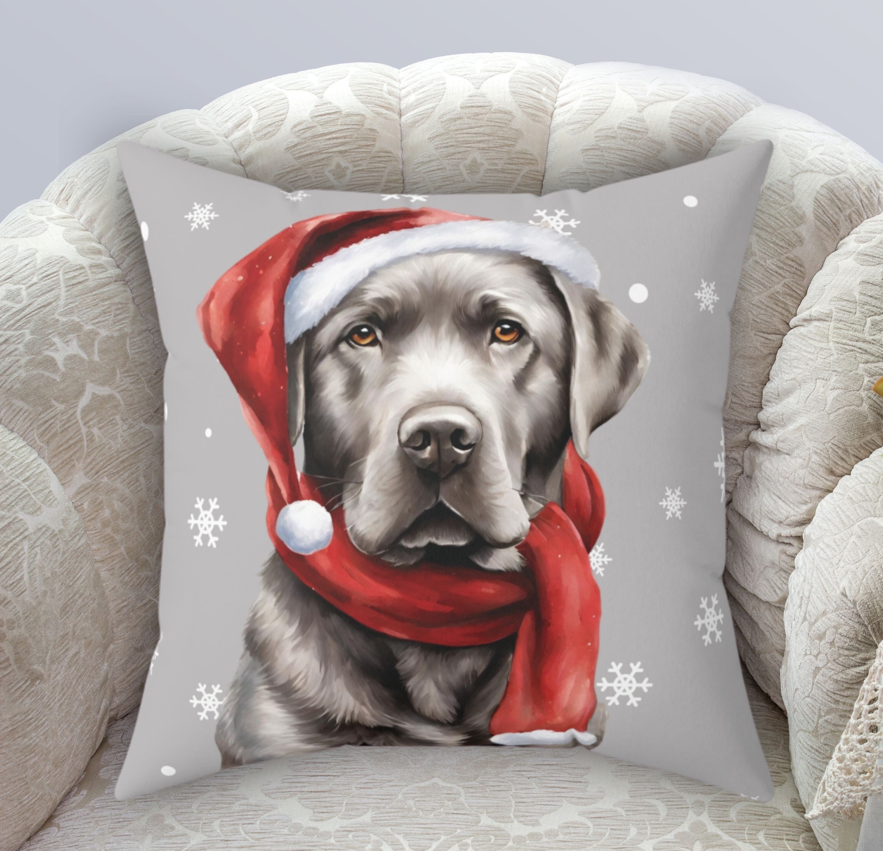 Lab christmas pillow discount
