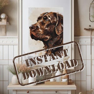 Chocolate Lab Wall Art, Watercolor Labrador Digital Download, Dog Lover Gift, Pet Memorial Printable, Labrador Retriever Decor, Lab Print