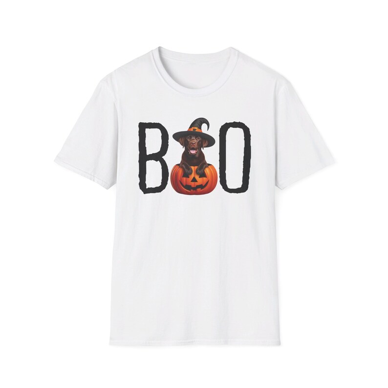Halloween Shirt Chocolate Lab Puppy Pumpkin BOO Witch Hat Dog Shirt Cute Halloween Dog T-Shirt Chocolate Lab Mom Gift Fall Hooded TShirt image 5