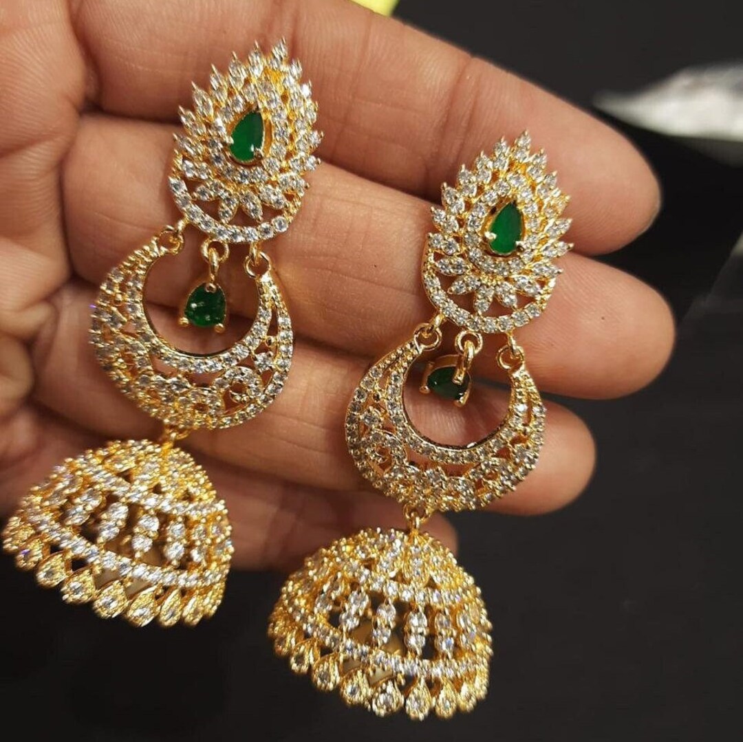 CZ Diamond Jhumka/cz Indian Jhumka/indian Jewelry/pakistani Jewelry