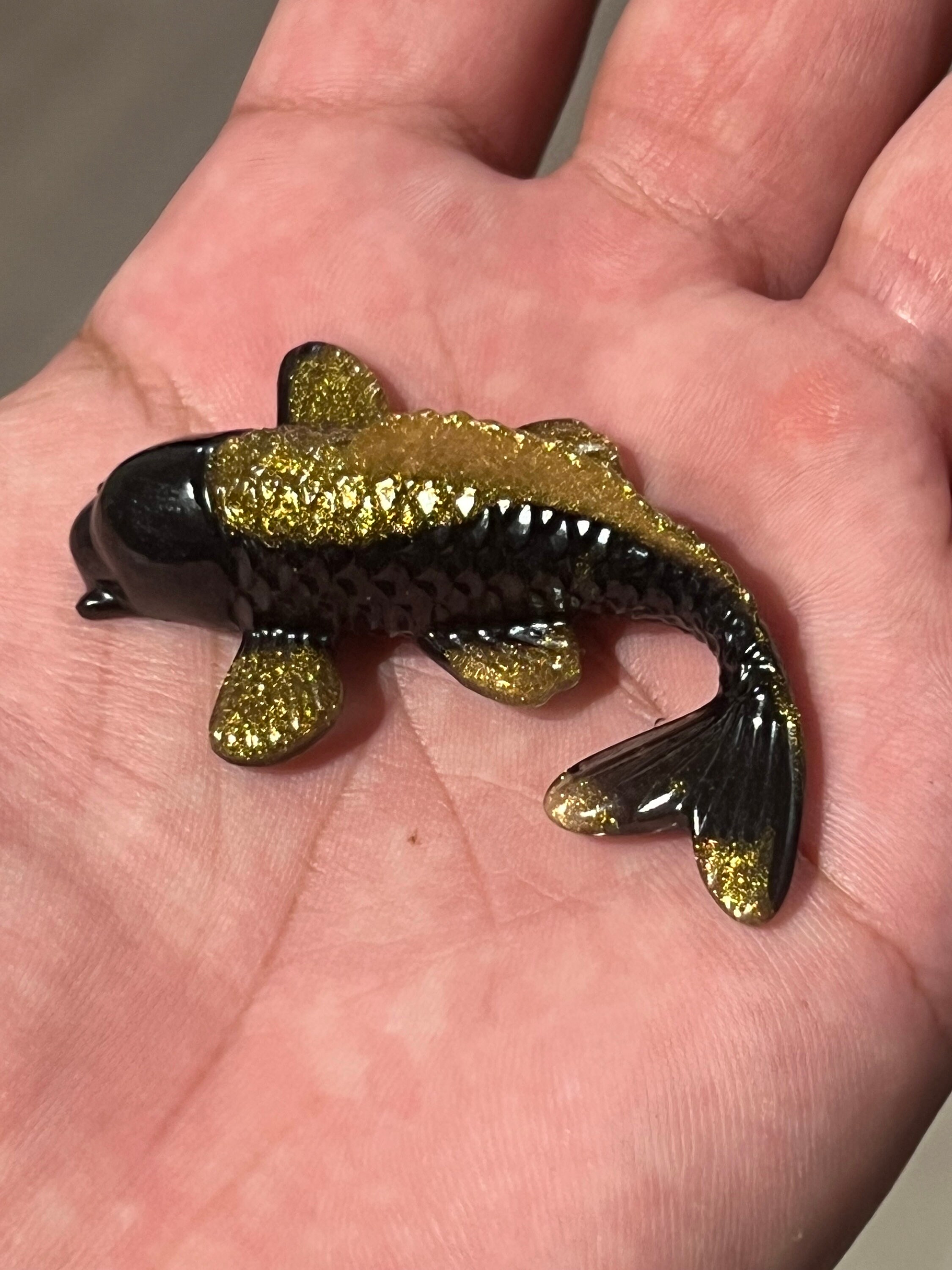 Gold and Black Koi Fish Mini Fish Beautiful Koi Fish to Decorate Water Shelves Sinking Mini Garden Zen Garden Fast Shipping Etsy