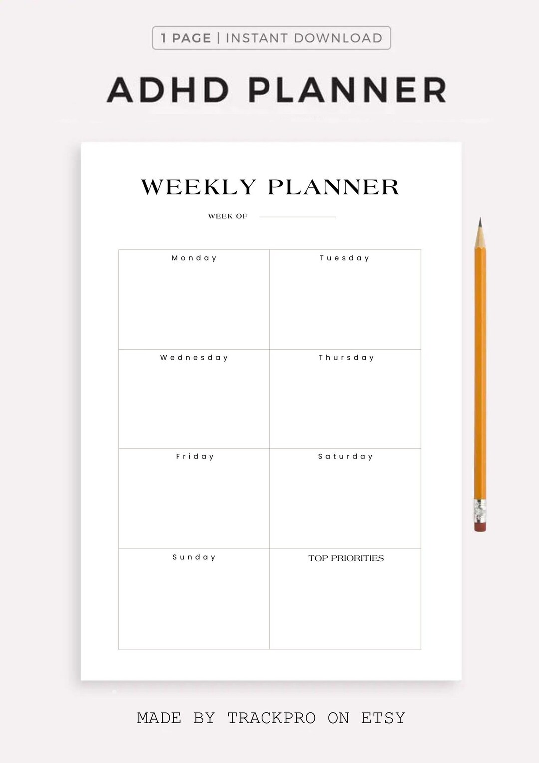 ADHD Planner Printable Adult ADHD Journal Daily Planner Etsy