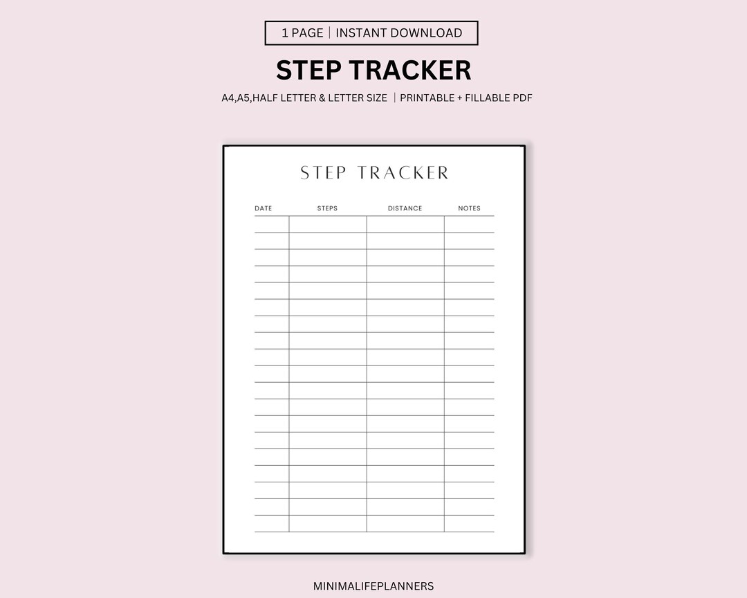 Step Tracker Printable Step Log Walking Journal Exercise - Etsy Canada