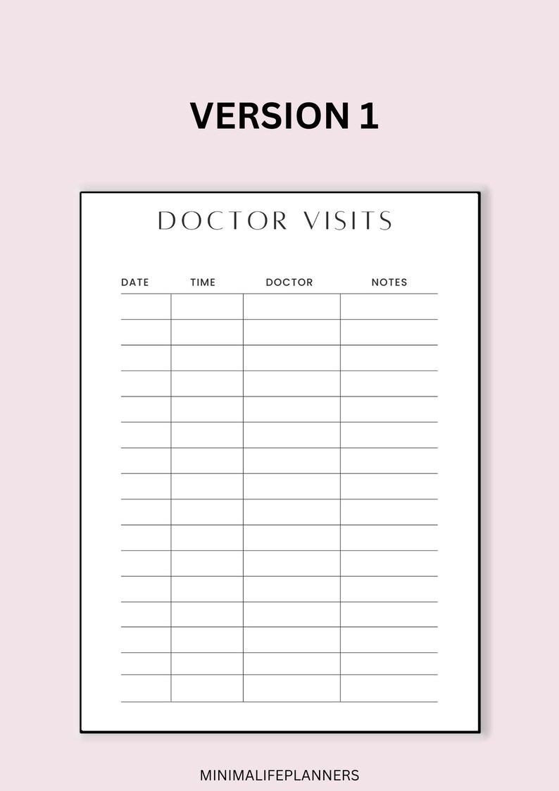 Baby Doctor Visits Tracker Printable Template Doctor Etsy