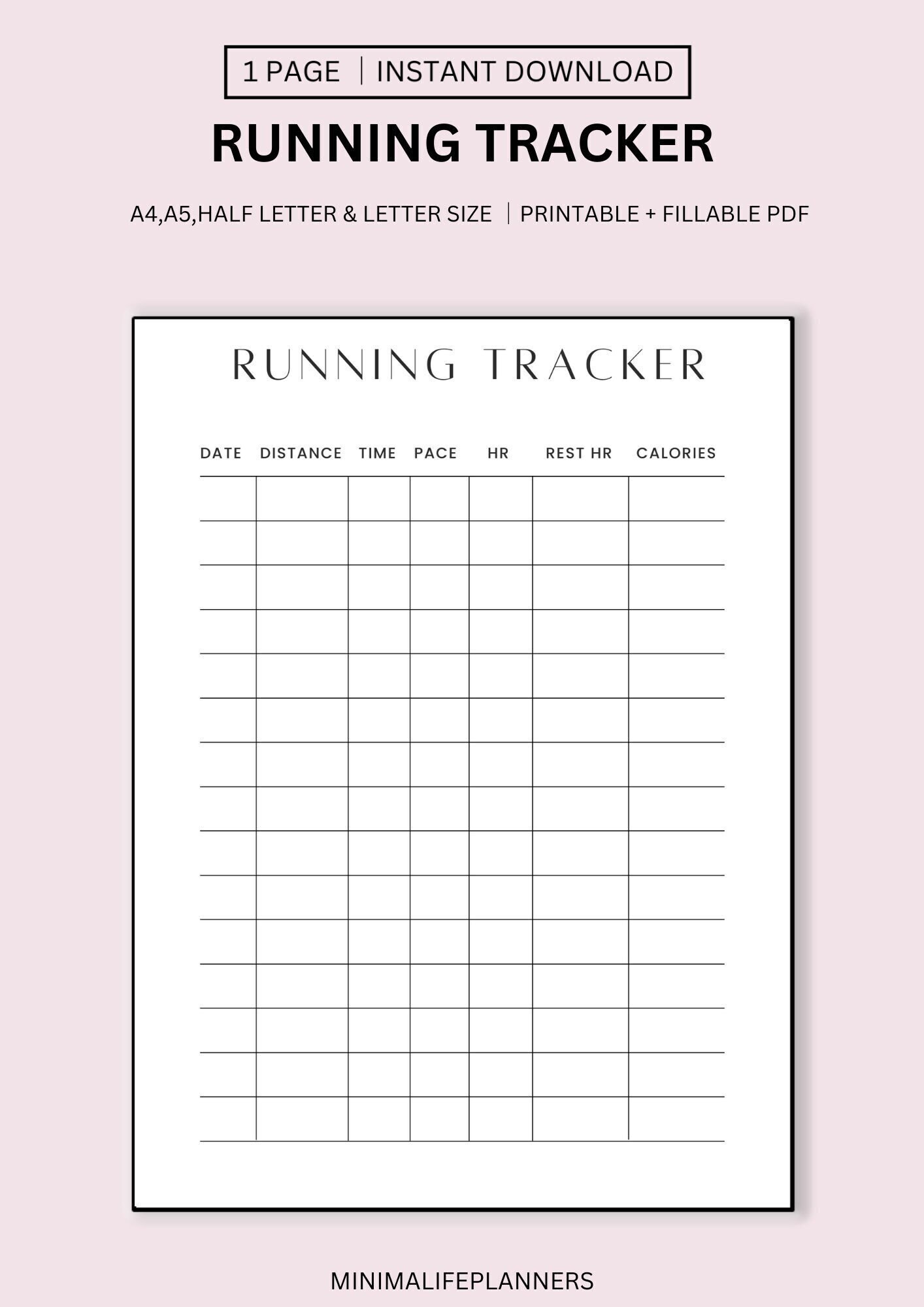 Printable Running Log Template Running Tracker Cardio - Etsy