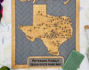 Benutzerdefinierte Texas State Parks Reisekarte | Personalisierte Texas Tracker Map | Geschenk für Texaner | Geschenk für Wanderer | Bucket List | Eigene State Park Karte