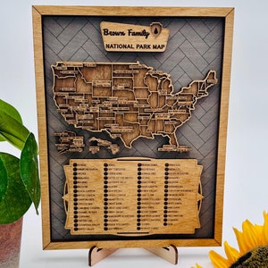 Mapa de viaje personalizado de los parques nacionales de EE. UU./regalo de aventura familiar/regalo para excursionistas/mapa de decoración del hogar/regalo para autocaravanas/mapa de explorador personalizado