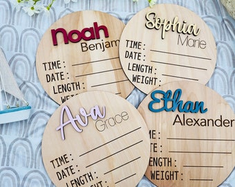 Personalized Baby Name Sign With Birth Stats | Baby Name Reveal | Baby Announcement Sign for Baby Shower | Custom Sign for Nursery Decor