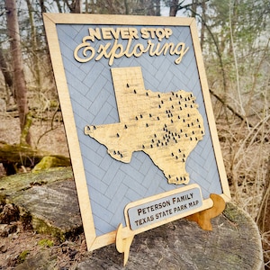 Custom Texas State Parks Travel Map | Personalized Texas Tracker Map | Gift for Texan | Lonestar State | Bucket List | Custom State Park Map