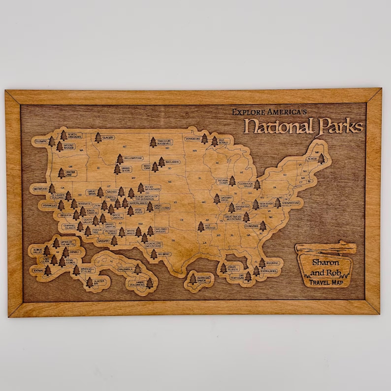 Custom USA National Parks Travel Map | Camper RV Gift | 5th Anniversary