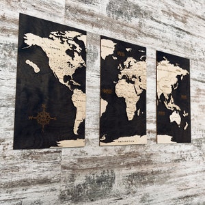 Gepersonaliseerde wereldkaart muurkunst | Aangepaste houten wereldkaart | Wereldreiskaart | Kaart met markeringen | Cadeau 5e verjaardag voor reiziger