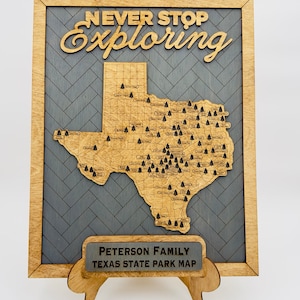 Benutzerdefinierte Texas State Parks Reisekarte Personalisierte Texas Tracker Map Geschenk für Texaner Geschenk für Wanderer Bucket List Eigene State Park Karte Bild 4