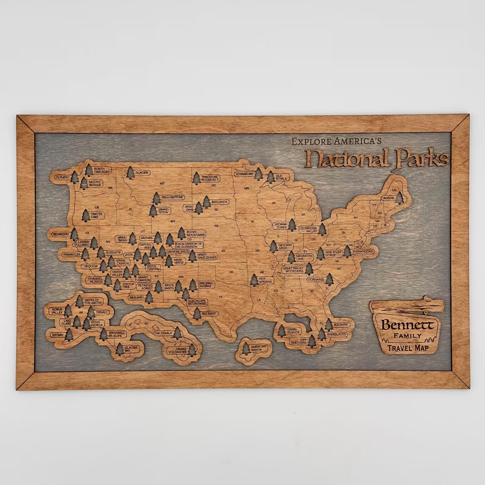 Custom USA National Parks Travel Map | Camper RV Gift | 5th Anniversary