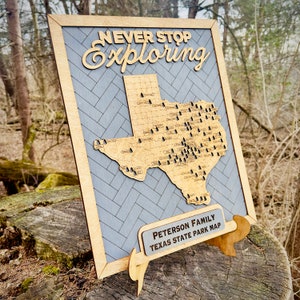 Custom Texas State Parks Travel Map Personalized Texas Tracker Map Gift for Texan Gift for Hiker Bucket List Custom State Park Map image 2