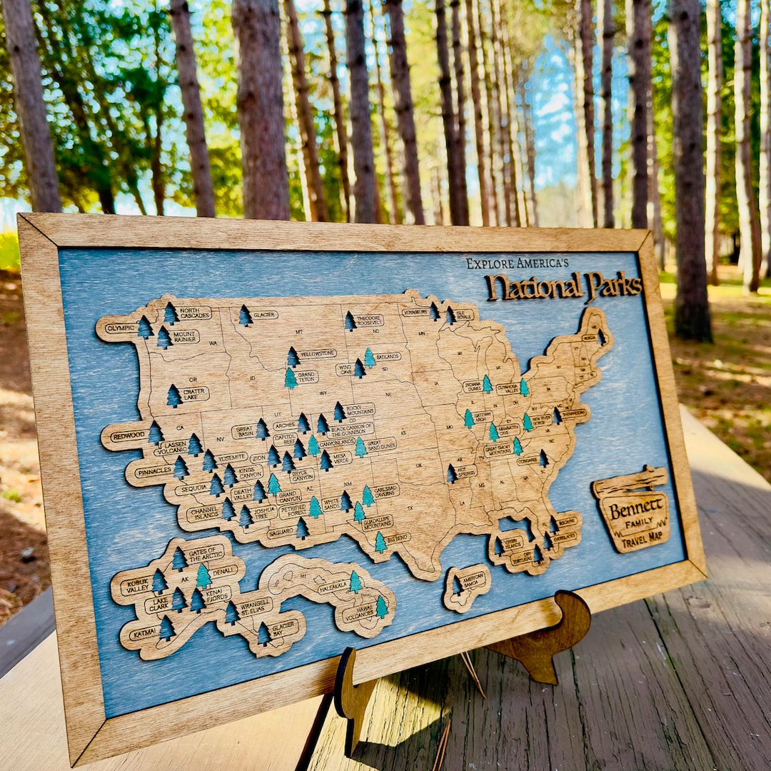 Custom USA National Parks Travel Map | Camper RV Gift | 5th Anniversary