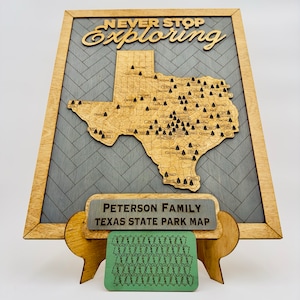 Benutzerdefinierte Texas State Parks Reisekarte Personalisierte Texas Tracker Map Geschenk für Texaner Geschenk für Wanderer Bucket List Eigene State Park Karte Bild 9
