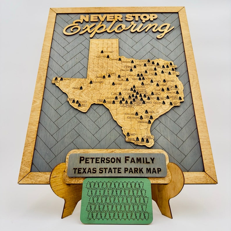 Benutzerdefinierte Texas State Parks Reisekarte Personalisierte Texas Tracker Map Geschenk für Texaner Geschenk für Wanderer Bucket List Eigene State Park Karte Bild 9