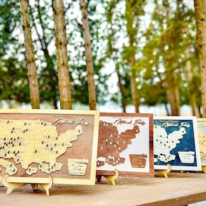 Mapa de viaje personalizado de los Parques Nacionales de EE. UU. / Regalo para autocaravana / Regalo para el 5.º aniversario / Regalo para excursionistas / Regalo de jubilación / Mapa personalizado de los Parques Nacionales