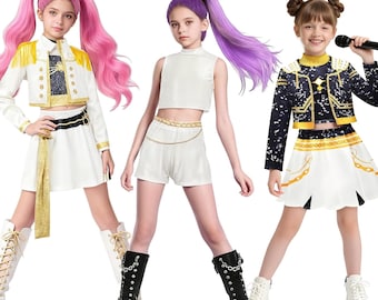 K-pop Demon Kids Cosplay Costume, Halloween Concert Costume, K-pop Party Costume,Zoey Rumi Mira Character Costume,Birthday Xmas Gift for Kid