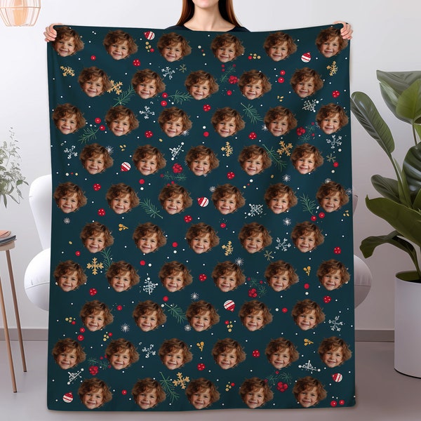 Custom Faces Christmas Blanket, Personalized Christmas Blanket with Face - Custom Funny Design with Faces, Christmas Gift for Family/Friend