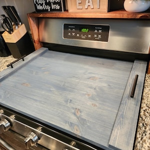 Housse pour cuisinière à gaz et électrique fabriquée à la main, décoration de cuisine Housse pour plaque de cuisson, planche à nouilles, plaque de cuisson, produit en bois de qualité.