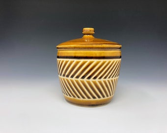 Brown lidded jar