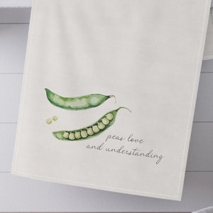 Tea Towel | Peas Love and Understanding | Cotton | Funny Pun