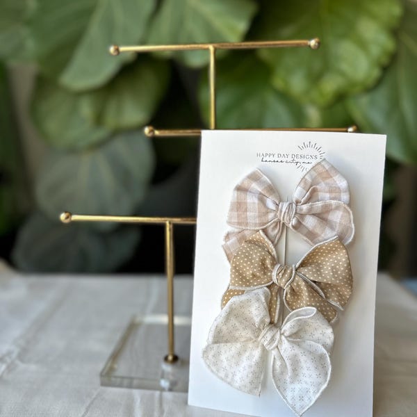 Handmade Neutral Fable Bows: Fall Baby Girl Hair Clip