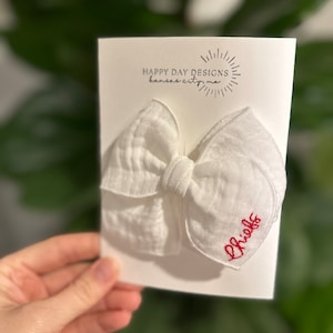 Kansas City Chiefs Embroidered Muslin Bow: Baby Girl Football Bow
