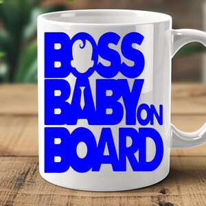 Boss Baby On Board Mug – Funny Baby Shower Gift, Cute Pregnancy Reveal Idea, New Parent Coffee Mug for Mom To Be, and Baby Announcements