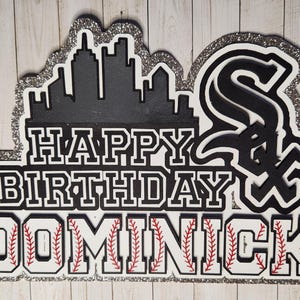 Chicago White Sox Cake Topper - Geburtstagskuchen 16., 18., Baseball Geburtstag, White Sox alles Gute zum Geburtstag Tortendeko,