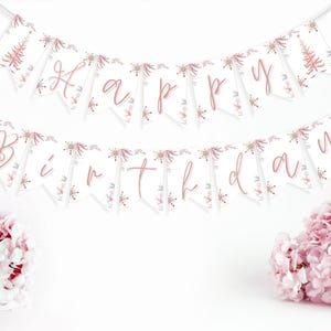 Winter ONEderland Happy Birthday Banner | 1st Birthday Girl | Winter Party Decor | Snowflake | Birthday Printables | Canva Template | Winter