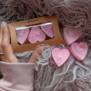 Rose Quartz Vanilla Heart shaped Tealights Pink Self Love Candle Gift Set Crystal Personalised Custom Name Gift For Her