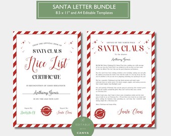 Official Letter from Santa Claus Nice List Certificate Bundle North Pole Mail Christmas Eve Box Editable Printable Download