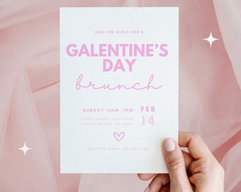 Galentines Invite Electronic, Editable Galentine's Day Brunch Invitation, Galentines Day Invitation,Galentines Day Invitation Template Canva