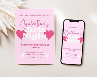 Galentines Invite Electronic, Editable Galentine's Day Brunch Invitation, Galentines Day Invitation,Galentines Day Invitation Template Canva
