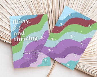 13 going on 30 Invite, 30th Birthday Invitation Template, Thirty Flirty and Thriving, 30th Birthday Invite Template, Digital Invite Canva