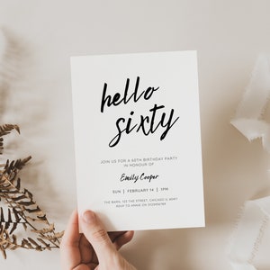 60th Birthday Invitation, 60th Invite Template, Digital 60th Birthday Party Invite, 60th Birthday Card, Birthday Invitation Template
