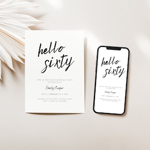 60th Birthday Invitation, 60th Invite Template, Digital 60th Birthday Party Invite, 60th Birthday Card, Birthday Invitation Template
