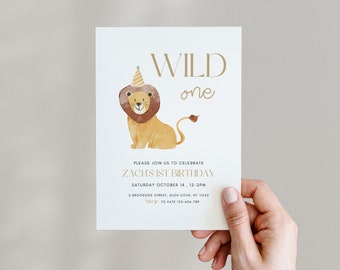Wild One Einladung, Wild Thing Einladung, Safari 1. Geburtstag einladen , Einladen zum 1. Geburtstag , Sie bearbeiten, Ein Geburtstag einladen, Canva-Vorlage