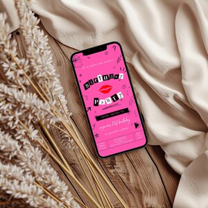 Burn Book Inspired Birthday Party Invitation, Girl&#39;s Night Party Invitation, Mean Girls Inspired, Pink Bachelorette Party, Phone Invite