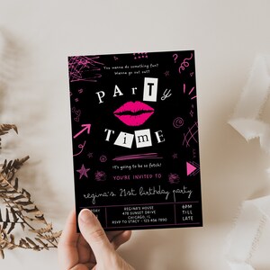 Mean Girls Inspired, Birthday Party Invitation, Girl Birthday party, Girl&#39;s Night invitation, Mean Girl pink, Black Bachelorette Party,Canva