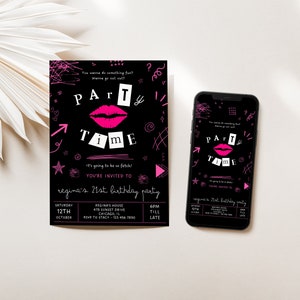 Mean Girls Inspired, Birthday Party Invitation, Girl Birthday party, Girl&#39;s Night invitation, Mean Girl pink, Black Bachelorette Party,Canva